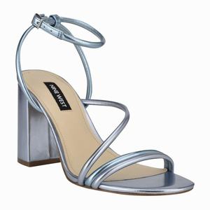 Nine West Nelly Strap Heeled Sandals - Light Blue - Ireland (LQ9015237)